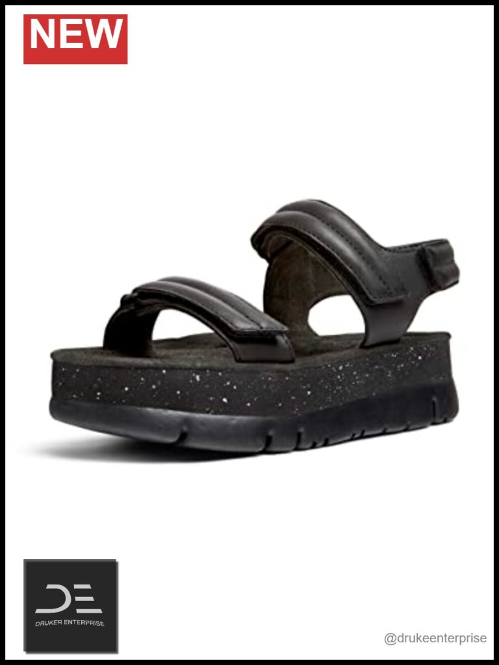 Women's Leather Platform Flat Sandals with Ankle Strap Open Toe